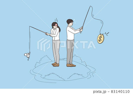 Businesspeople fishing for monetary value with rods  83140110