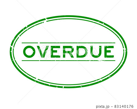 Grunge green overdue word oval rubber seal stamp on white background 83140176