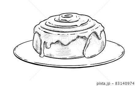 Vector illustration of cinnamon roll vintage style drawing isolated on  white background  CanStock