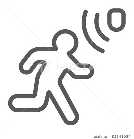 Motion detection line icon, security and detector, walking man sign, vector graphics, a linear pattern on a white background, eps 10. Motion detection line icon, security and detector, walking man sign, vector graphics, a linear pattern on a white background, eps 10. 83141984
