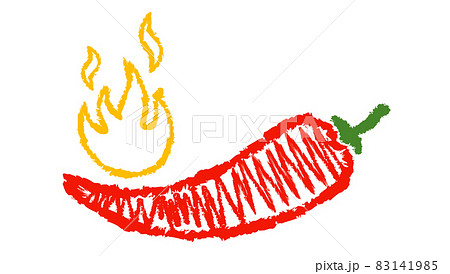 Vector illustration of a spicy chili pepper with flame in hand drawing style. Vector illustration of a spicy chili pepper with flame in hand drawing style. 83141985