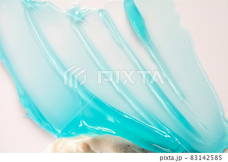 Cosmetic gel product on white background. Texture and background Cosmetic gel product on white background. Texture and background 83142585