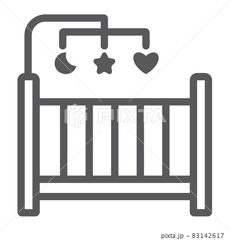Crib line icon, home and child, cradle sign, vector graphics, a linear pattern on a white background, eps 10. 83142617