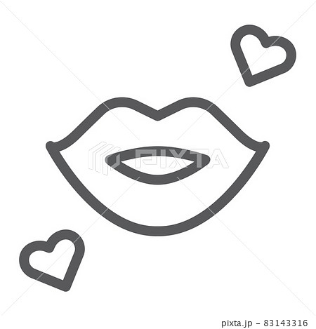 Kiss line icon, romance and love, lips sign, vector graphics, a linear pattern on a white background, eps 10. 83143316