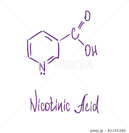 Nicotinic acid chemical structure. Vector illustration Hand drawn Nicotinic acid chemical structure. Vector illustration Hand drawn 83143380