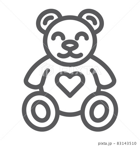 Teddy bear line icon, animal and child, plush toy sign, vector graphics, a linear pattern on a white background, eps 10. 83143510