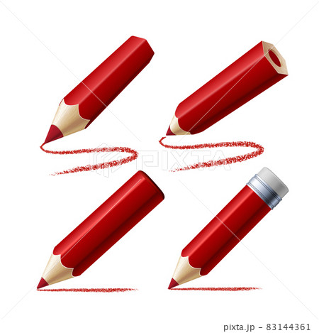 Set of red pencils isolated on white background. Set of red pencils isolated on white background. 83144361