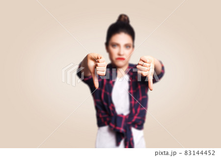 emotional brunette girl in casual style 83144452