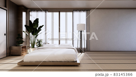 interior mock up with zen bed plant and decoartion in japanese bedroom. 3D rendering. 83145366