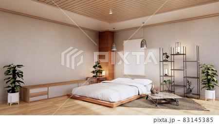 interior mock up with zen bed plant and decoartion in japanese bedroom. 3D rendering. 83145385