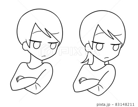 疑う男女(線画) 83148211