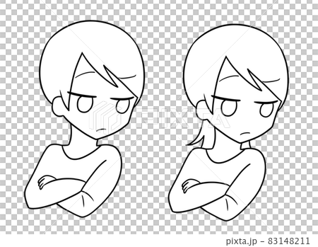 疑う男女(線画) 83148211