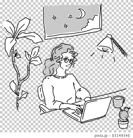 在筆記本電腦上工作的休閒時尚女性 在筆記本電腦上工作的休閒時尚女性 83149348