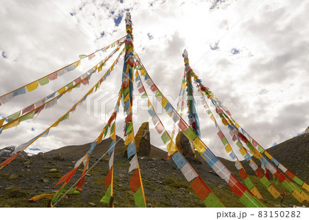 Scripture flags fly in the air 83150282