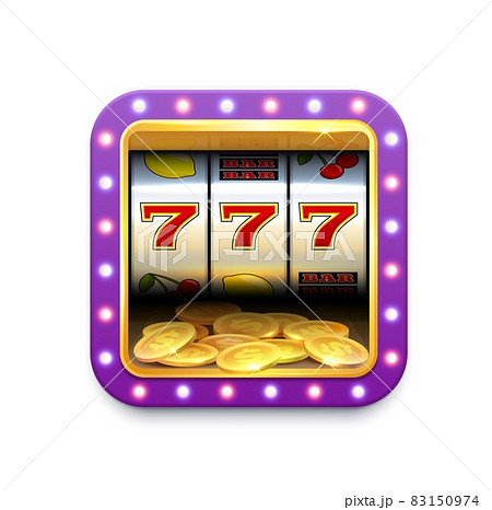 Casino slot machine roulette vector icon, online game, jackpot and gamble play app. Casino and lucky poker gable game mobile application button with gold coins money and 777 win spin jackpot 83150974