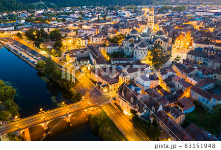 Aerial view of Perigueux city illuminated at night, Perigord Blanc 83151948