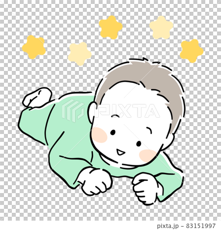 Illustration material of baby lying face down and smiling 83151997