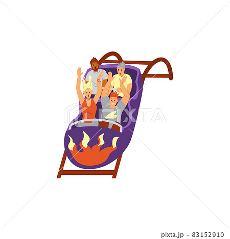 People on extreme roller coaster attraction, flat vector illustration isolated. 83152910