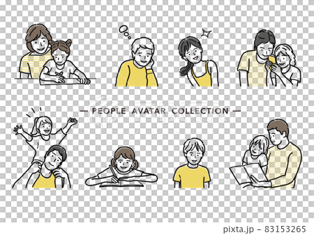 シンプルな線画の人物イラストセット シンプルな線画の人物イラストセット 83153265