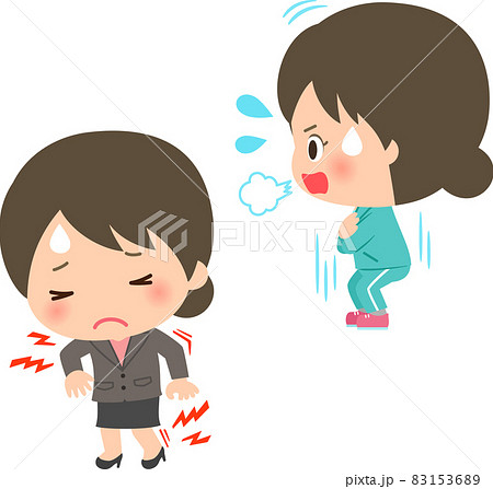 運動の後に筋肉痛になった若い女性のイラスト素材 1536