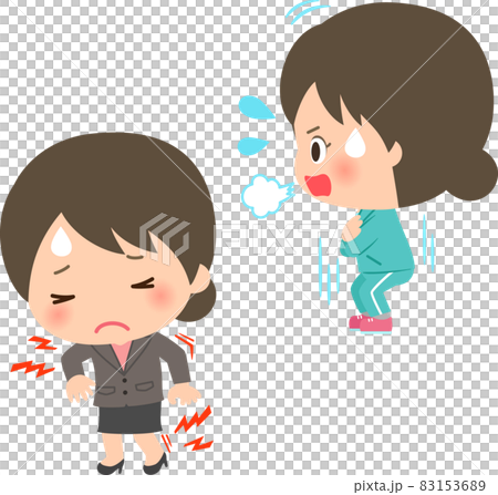 A young woman who suffered from muscle aches after exercising 83153689