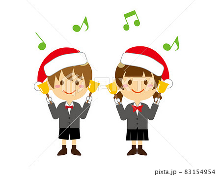 ハンドベルを演奏する子供たちのイラスト素材