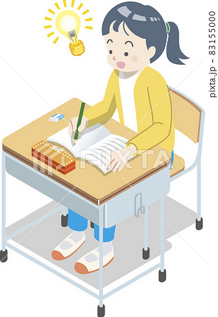 授業、ひらめく女子小学生 授業、ひらめく女子小学生 83155000