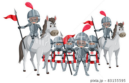 A group of medieval knights on white background 83155595