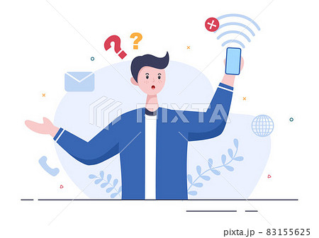 Lost Wireless Connection or Disconnected Cable, No Wifi Signal Internet, Page Not Found on Display Smartphone Screen. Background Vector Illustration Lost Wireless Connection or Disconnected Cable, No Wifi Signal Internet, Page Not Found on Display Smartphone Screen. Background Vector Illustration 83155625