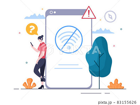 Lost Wireless Connection or Disconnected Cable, No Wifi Signal Internet, Page Not Found on Display Smartphone Screen. Background Vector Illustration Lost Wireless Connection or Disconnected Cable, No Wifi Signal Internet, Page Not Found on Display Smartphone Screen. Background Vector Illustration 83155626