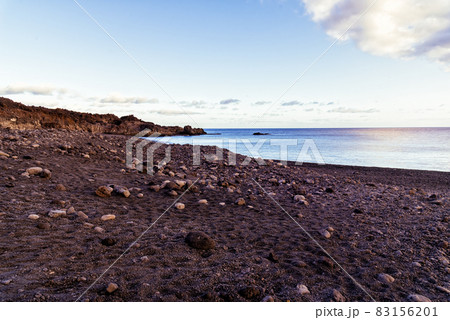 Echentive volcanic black sand beach in Fuencaliente, La Palma 83156201