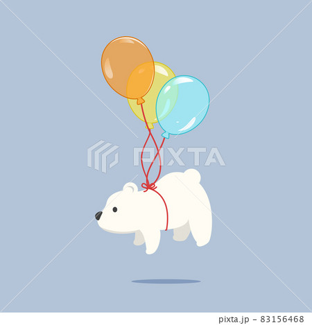 Vector illustration of baby polar bear flying with balloons tied to its body 83156468