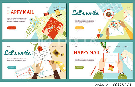 Web banners or presentation pages with letters, flat vector illustration. 83156472
