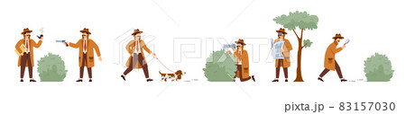 Set of detective investigation concepts in flat style vector illustration isolated Set of detective investigation concepts in flat style vector illustration isolated 83157030