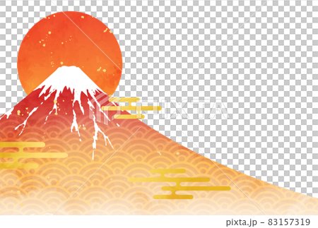 富士山と初日の出の2022年年賀状テンプレートのベクターイラスト(赤富士) 富士山と初日の出の2022年年賀状テンプレートのベクターイラスト(赤富士) 83157319