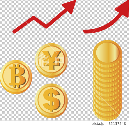 Cryptocurrency 加密資產比特幣 BTC FX 日元美元黃金商業投資箭頭圖 83157348