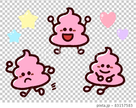 ピンクのうんちのキャラクター　ポーズセット 83157583
