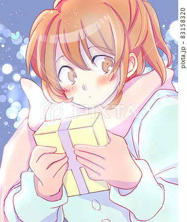 好きな人にプレゼントをあげる女の子のイラスト素材 15