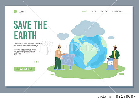 Save the Earth site with people fighting global warming vector illustration. Save the Earth site with people fighting global warming vector illustration. 83158687