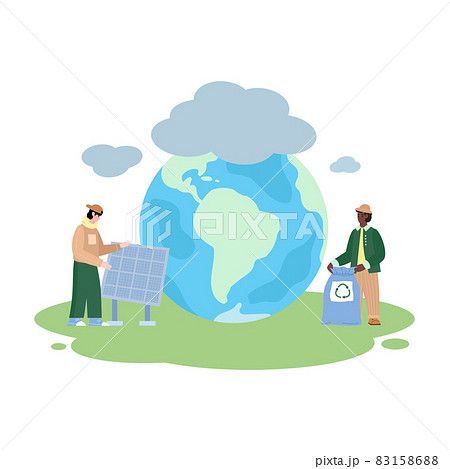 Reducing effect of global warming banner flat vector illustration isolated. Reducing effect of global warming banner flat vector illustration isolated. 83158688