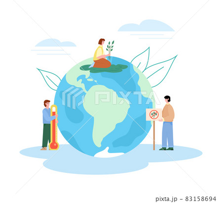Global warming and deforestation banner flat vector illustration isolated. 83158694