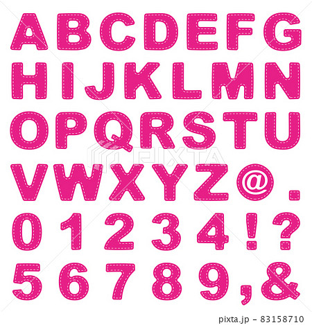 ステッチ風 アルファベット・数字 ピンク色のイラスト素材 [83158710