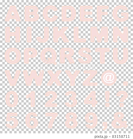 ステッチ風 アルファベット・数字　パステルピンク 83158711
