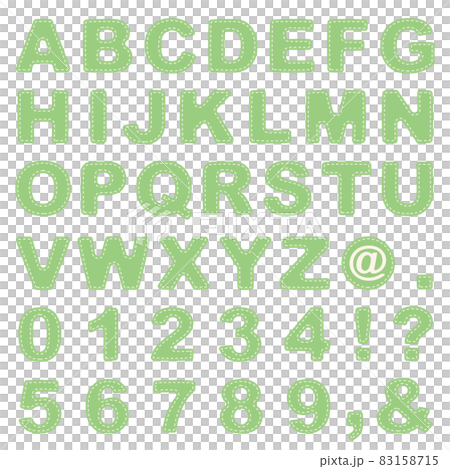 Stitch-like alphabet / numbers pastel green 83158715