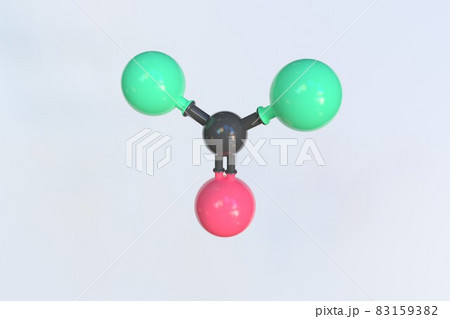 Carbonyl fluoride molecule. Isolated molecular model. 3D rendering 83159382