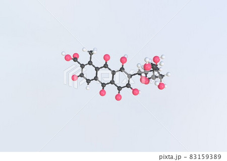 Carminic acid molecule, isolated molecular model. 3D rendering 83159389