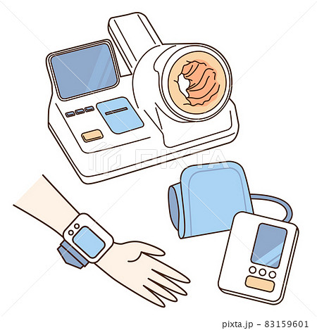 さまざまな種類の血圧計のイラスト素材
