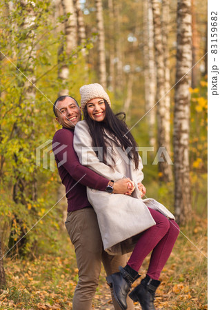 Lovely couple having fun together in nature. 83159682