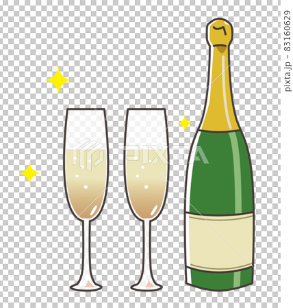 Shining champagne and champagne glass Shining champagne and champagne glass 83160629