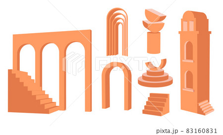 Geometric aesthetic background with 3d arch boho 83160831